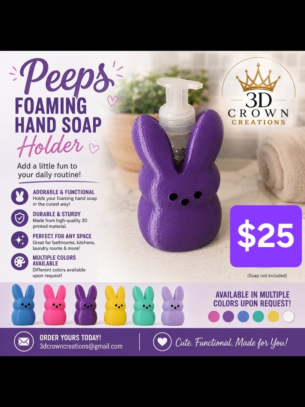 Purple Peeps Foaming Hand Soap Holder